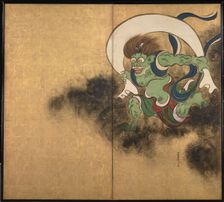 The Wind God. Right part of two-fold screens Wind God and Thunder God, Early 18th cen.. Artist: Korin, Ogata (1658-1716)