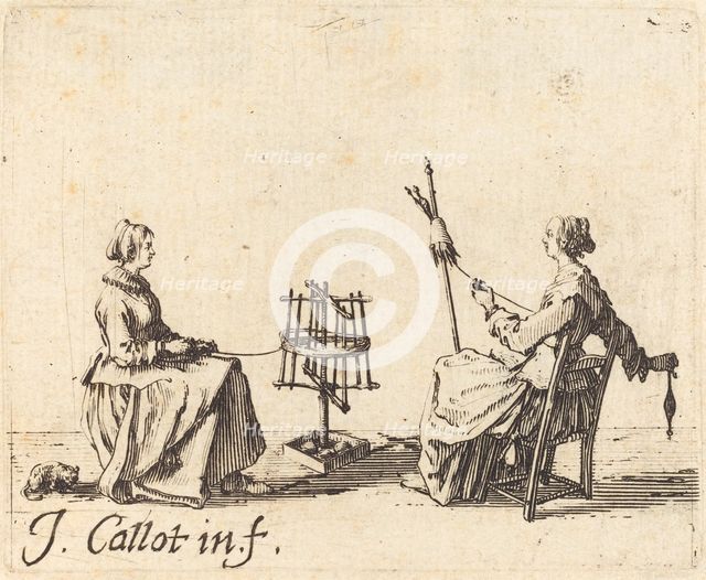The Winder and the Spinner, c. 1623. Creator: Jacques Callot.