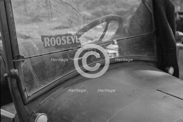 The windshield of a migratory agricultural laborer's car, Sacramento, California, 1936. Creator: Dorothea Lange.
