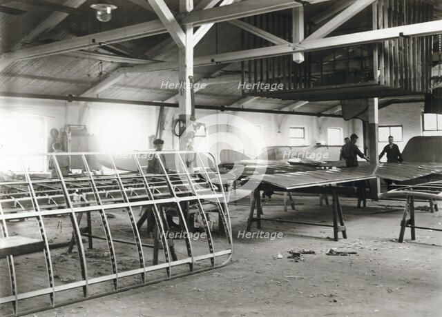 The wing workshop, Enoch Thulin's aircraft factory, Landskrona, Sweden, 1917. Artist: Unknown
