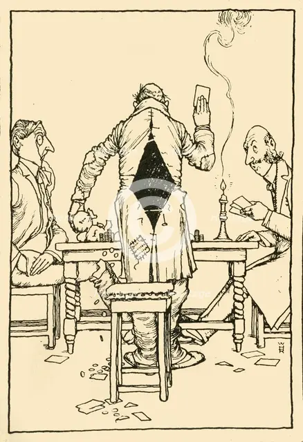 "The Wininng Card" on the ace of diamonds', 1910. Creator: W Heath Robinson.