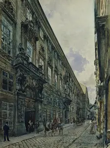 The Winter Palace of Prince Eugene of Savoy on Himmelpfortgasse in Vienna, 1882. Creator: Rudolf von Alt