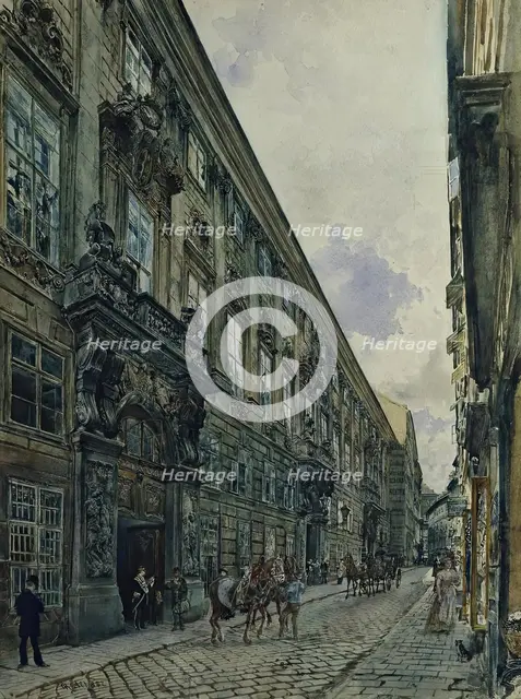 The Winter Palace of Prince Eugene of Savoy on Himmelpfortgasse in Vienna, 1882. Creator: Rudolf von Alt.