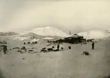 The Winter Quarters. With Mount Erebus in the Background c1908, (1909)