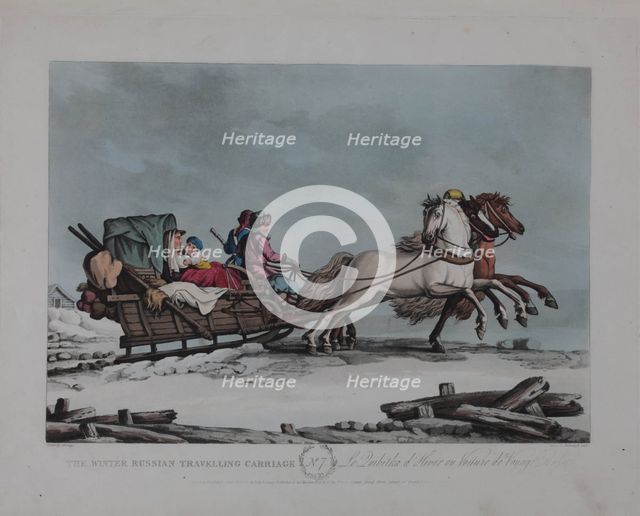 The Winter Russian Travelling Carriage, 1810s. Artist: Dubourg, Matthew (active 1786-1838)