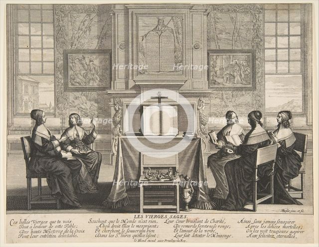 The Wise Virgins Conversing, ca. 1635. Creator: Abraham Bosse.