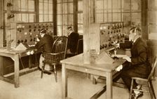 The wireless transmission room at Croydon Aerodrome, south London, 1928, (1935). Creator: Unknown