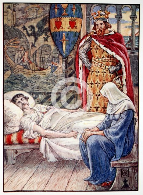 'The Witch gives Advice as to Sir Tristram's Wound', 1911.  Creator: Unknown.