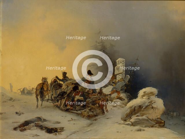 The withdrawal of the French troops from Russia, 1846. Artist: Willewalde, Gottfried (Bogdan Pavlovich) (1818-1903)