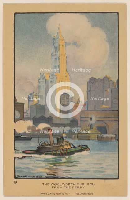 The Woolworth Building from the Ferry, 1914. Creator: Rachael Robinson Elmer.