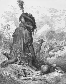 The Wolf Turned Shepherd 1870. Artist: Antoine Valerie Bertrand