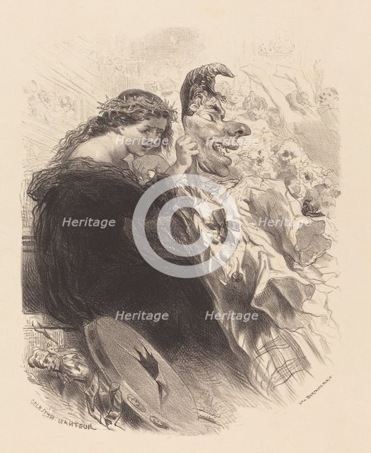 The Woman Behind the Mask, 1830s. Creator: Célestin Nanteuil.