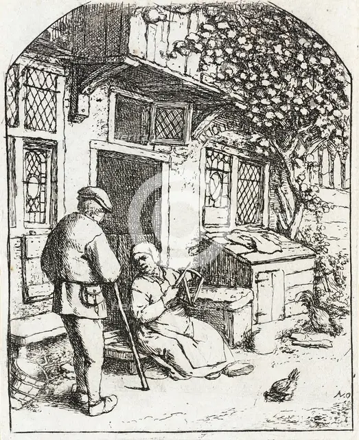 The Woman Winding Upon a Reel, c1684. Creator: Adriaen van Ostade.