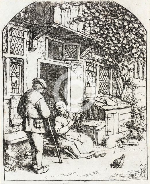 The Woman Winding Upon a Reel, c1684. Creator: Adriaen van Ostade.