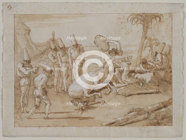 The Woman with a Tambourine, 1790s. Creator: Giovanni Domenico Tiepolo (Italian, 1727-1804).