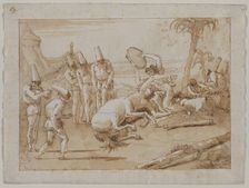 The Woman with a Tambourine, 1790s. Creator: Giovanni Domenico Tiepolo (Italian, 1727-1804)