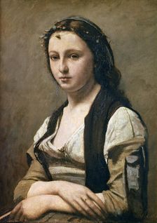 The Woman with the Pearl c1842. Artist: Jean-Baptiste-Camille Corot