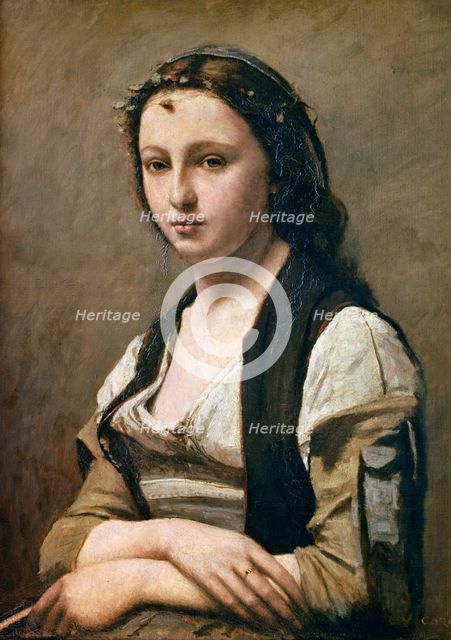 'The Woman with the Pearl', c1842. Artist: Jean-Baptiste-Camille Corot    