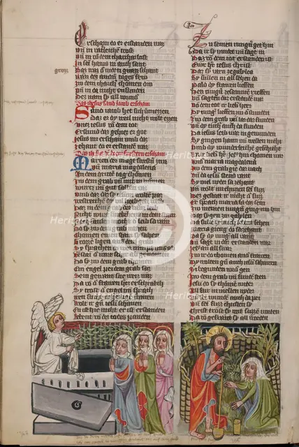 The Women at the Tomb: Noli me tangere; Weltchronik, about 1400-1410. Creator: Unknown.