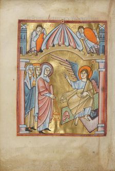 The Women at the Tomb; Benedictional, about 1030-1040. Creator: Unknown