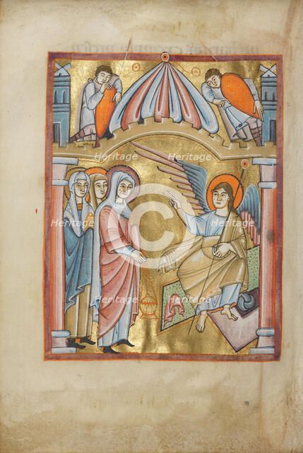 The Women at the Tomb; Benedictional, about 1030-1040. Creator: Unknown.