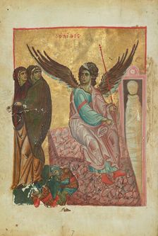 The Women at the Tomb; Gospel Book, late 13th century. Creator: Unknown