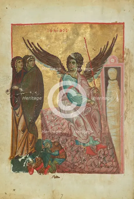 The Women at the Tomb; Gospel Book, late 13th century. Creator: Unknown.