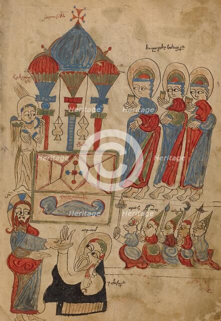 The Women at the Tomb: The Descent into Limbo; Gospel Book, 1386. Creator: Unknown.