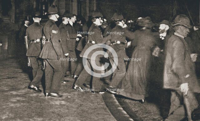 The Women's Freedom League attempting to enter the House of Commons, London, 1908. Artist: Unknown