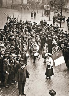 The Women's Social and Political Union fife and drum band out for the first time, 13 May 1909