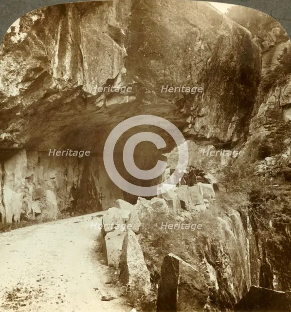 'The wonderful Bratlandsdal road, blasted through mountain walls of solid rock, Norway', c1905. Creator: Unknown.