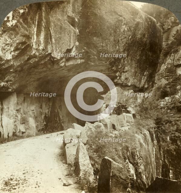 'The wonderful Bratlandsdal road, blasted through mountain walls of solid rock, Norway', c1905. Creator: Unknown.