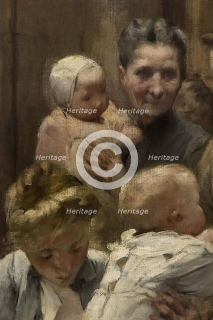 The work of a drop of milk at the Belleville Dispensary (triptych), 1903. Creator: Henry Jules Jean Geoffroy.