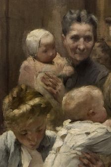 The work of a drop of milk at the Belleville Dispensary (triptych), 1903. Creator: Henry Jules Jean Geoffroy