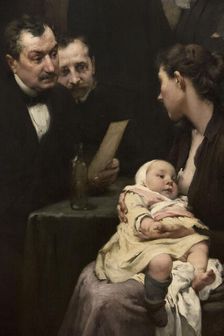 The work of a drop of milk at the Belleville Dispensary (triptych), 1903. Creator: Henry Jules Jean Geoffroy
