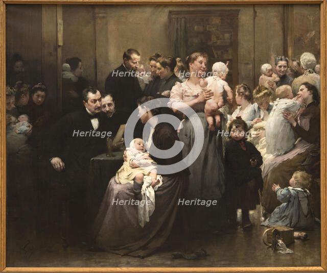 The work of a drop of milk at the Belleville Dispensary (triptych), 1903. Creator: Henry Jules Jean Geoffroy.