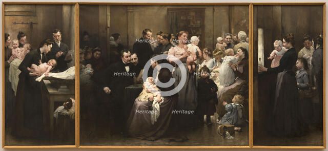 The work of a drop of milk at the Belleville Dispensary (triptych), 1903. Creator: Henry Jules Jean Geoffroy.