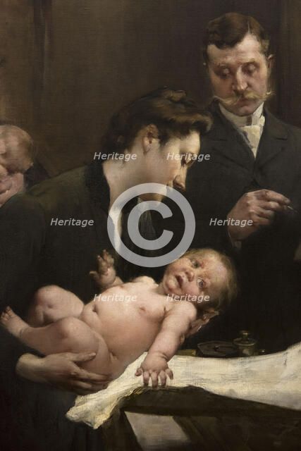 The work of a drop of milk at the Belleville Dispensary (triptych), 1903. Creator: Henry Jules Jean Geoffroy.