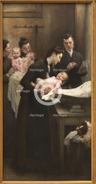 The work of a drop of milk at the Belleville Dispensary (triptych), 1903. Creator: Henry Jules Jean Geoffroy.