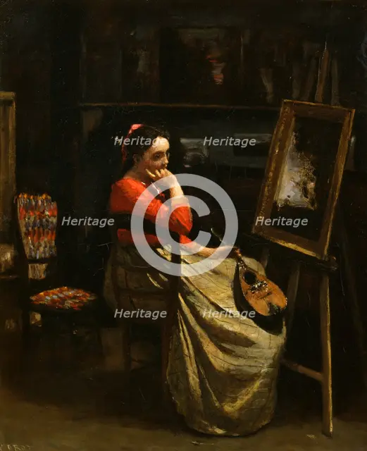 'The Workshop of Corot, Young Woman with Red Blouse', 1865-1870.  Artist: Jean-Baptiste-Camille Corot    