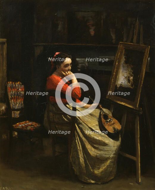 'The Workshop of Corot, Young Woman with Red Blouse', 1865-1870.  Artist: Jean-Baptiste-Camille Corot    