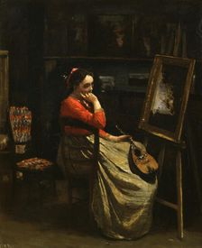 The Workshop of Corot, Young Woman with Red Blouse 1865-1870. Artist: Jean-Baptiste-Camille Corot
