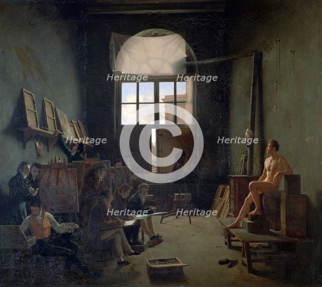 'The Workshop of David', 1814. Creator: Leon Mathieu Cochereau.