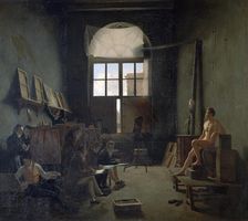 The Workshop of David 1814. Creator: Leon Mathieu Cochereau