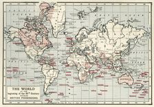 The World at the Beginning of the 20th Century Showing British Possessions c1900. Creator: Artists Illustrators Ltd