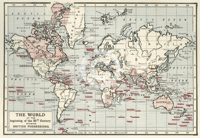 'The World at the Beginning of the 20th Century Showing British Possessions', c1900. Creator: Artists Illustrators Ltd.