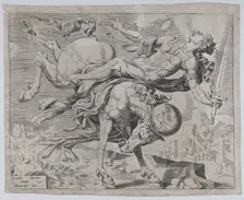 The World Disposing of Justice, from The Unrestrained World, plate 1, 1550. Creator: Dirck Volkertsen Coornhert