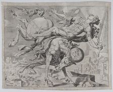 The World Disposing of Justice, from The Unrestrained World, plate 1, 1550. Creator: Dirck Volkertsen Coornhert