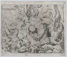 The World Perishing Together with Knowledge and Love, from The Unrestrained World, plate 4..., 1550. Creator: Dirck Volkertsen Coornhert