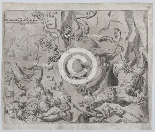 The World Perishing Together with Knowledge and Love, from The Unrestrained World, plate 4..., 1550. Creator: Dirck Volkertsen Coornhert.